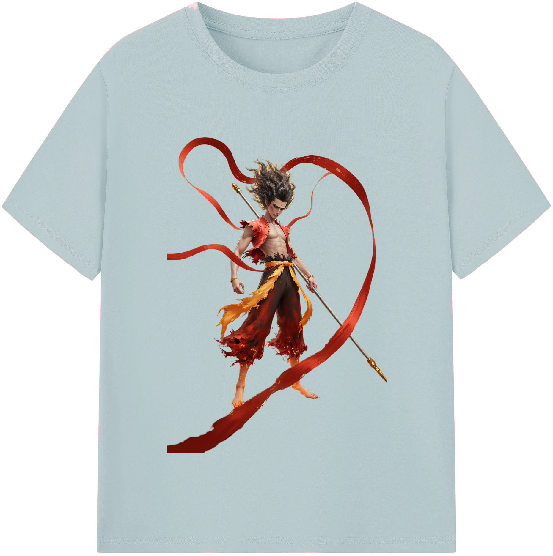 （画像用） Ne Zha 2 ナタ 魔童の大暴れ 綿100％半袖Tシャツ（フロントプリント）